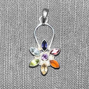 Dainty Sterling Silver Chakra Flower Pendant
